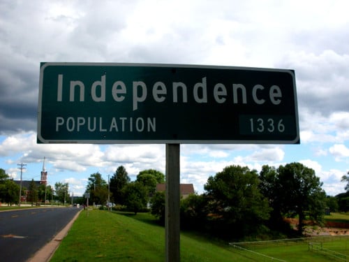 Independence population sign